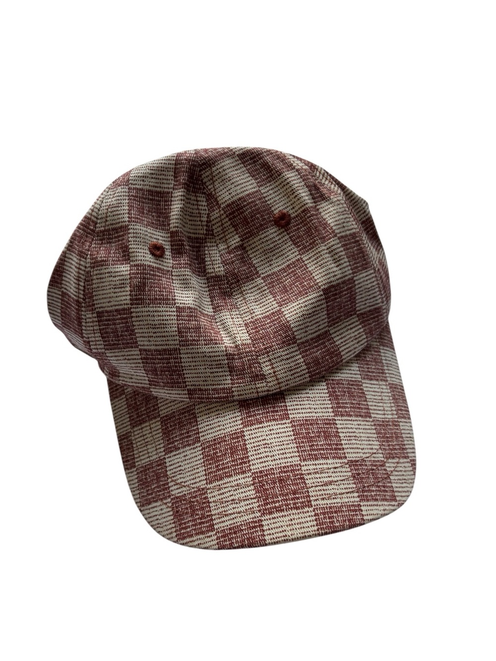 Universal Thread Checkerboard Cap in Burgundy and Cream
